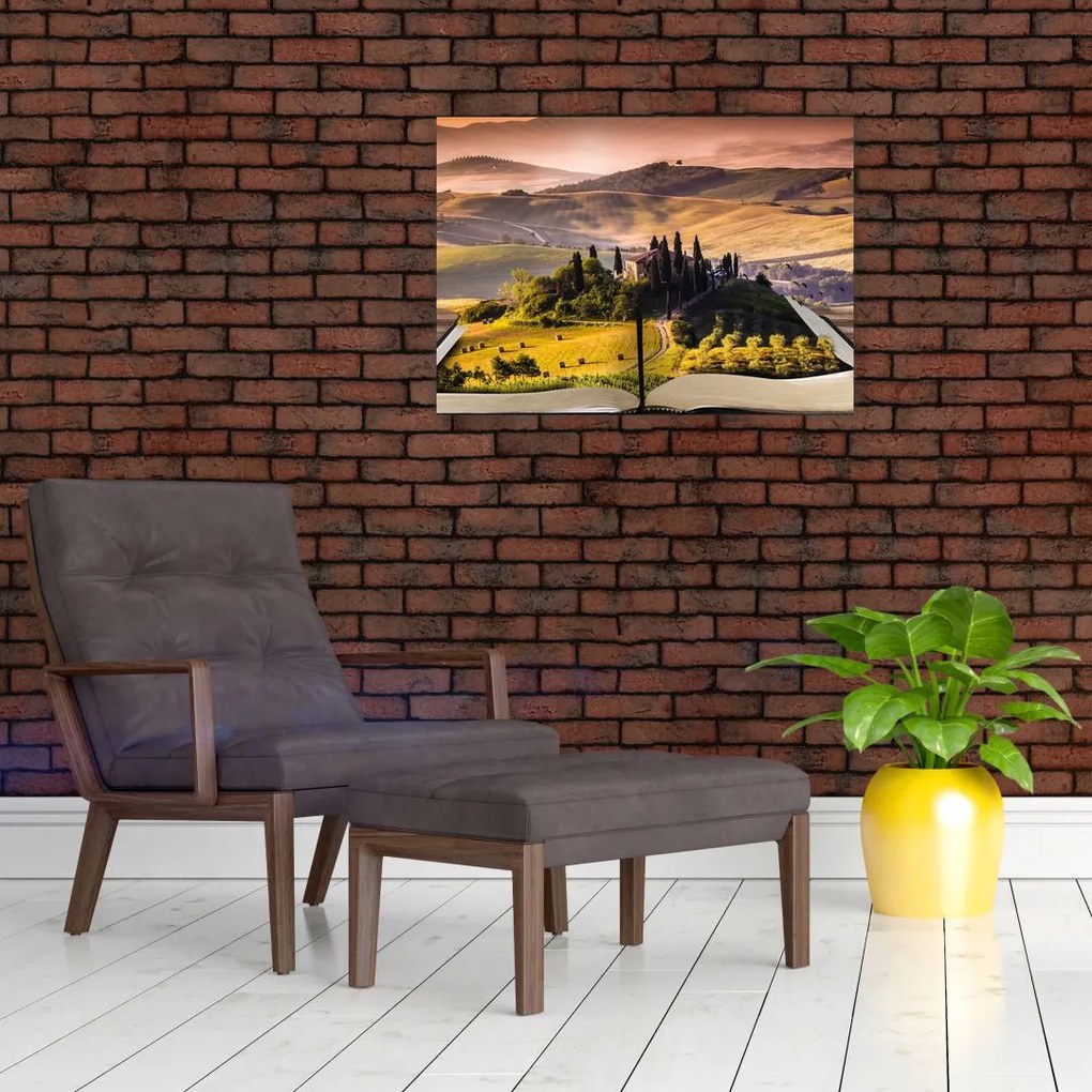 Obraz na szkle - krajobraz w książce (70x50 cm)