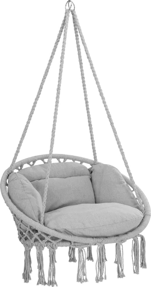 Wiszące krzesło BOHO z poduszkami, Ø61cm, jasnoszara Detex