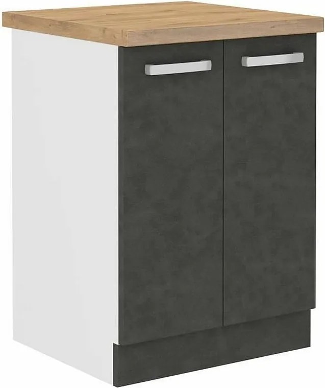 Dolna Szafka 2 Drzwi Uchylne Matowy Szary LASSEN 60x51,6x85 cm Kuchnia Współczesny Design