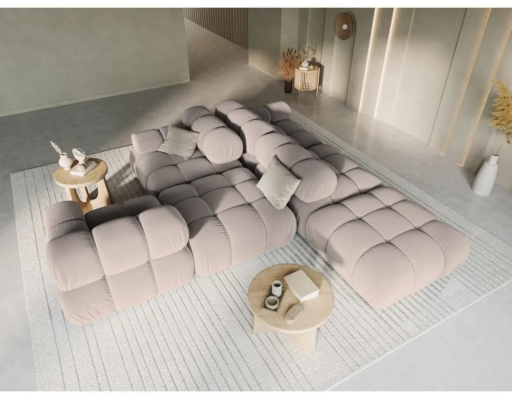 Jasnobrązowa aksamitna sofa modułowa 282 cm Bellis – Micadoni