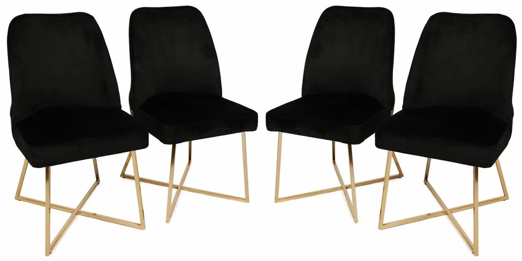Zestaw krzeseł do jadalni Madrid Black and Gold, 4 szt., 4 szt.