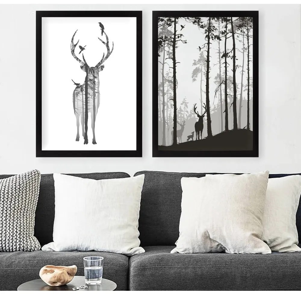 Obrazy zestaw 2 szt. 34x44 cm Deer – Wallity
