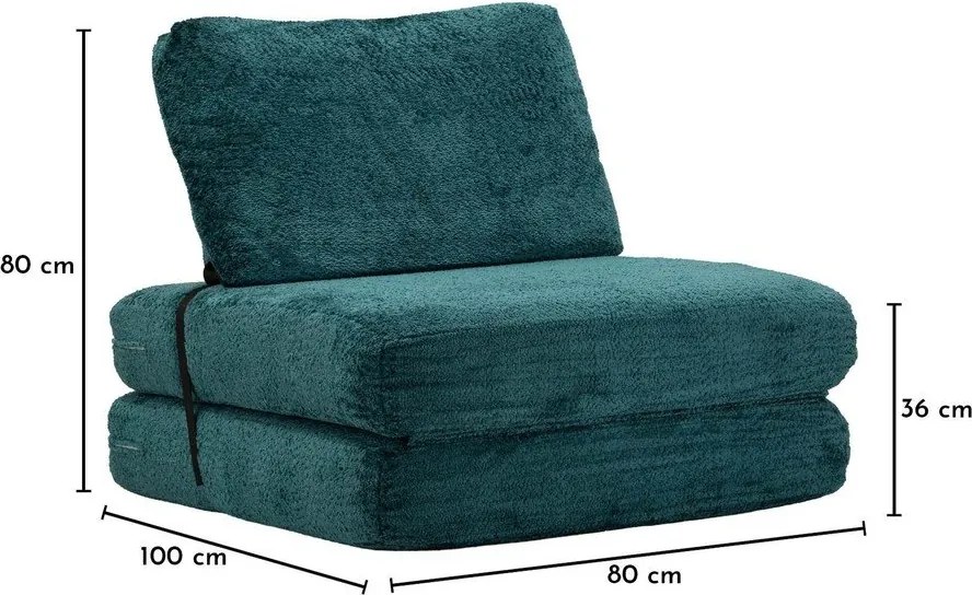 Zielononiebieski rozkładany fotel z materiału bouclé Faster – Mauro Ferretti