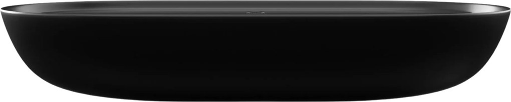 Umywalka ceramiczna nablatowa owalna czarna z otworem i z półką na mydło 80 x 40 cm DECOS Black z rantem Slim