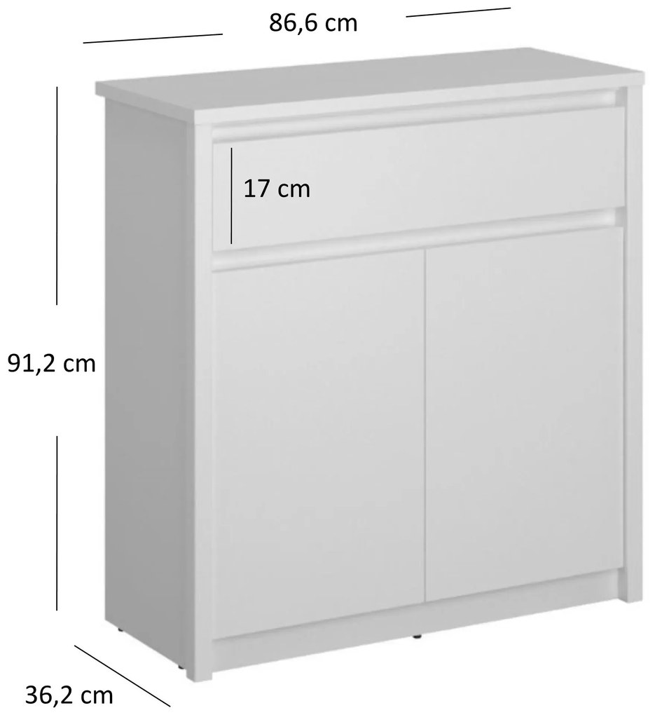 Biała komoda skandynawska z szufladą i szafką F4-T18