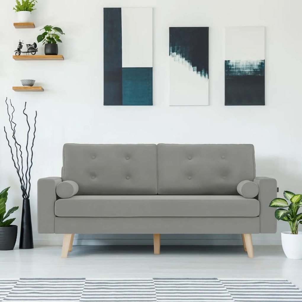Szara sofa 3-osobowa MANDI VELVET