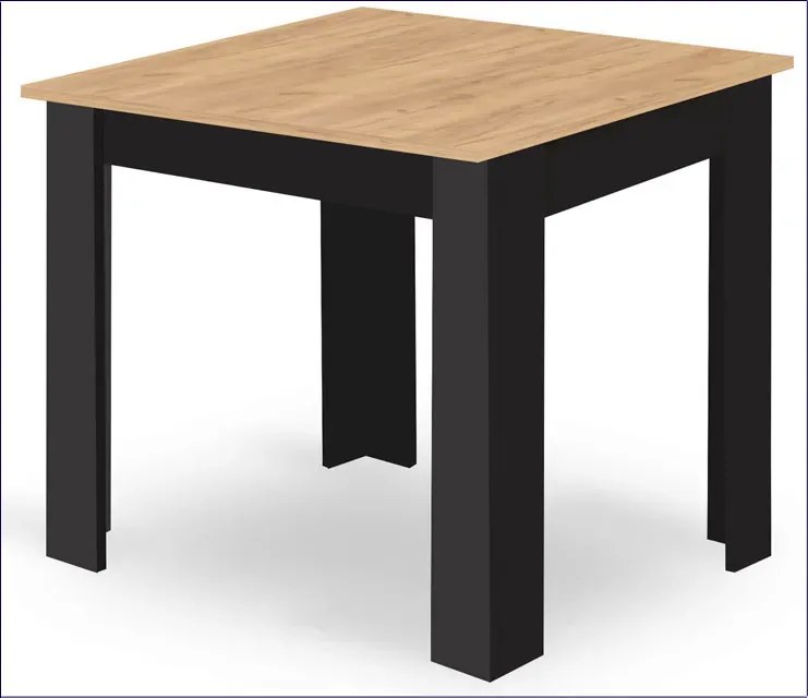 Kwadratowy stół 80x80 dąb artisan + czarny - Silio 3X