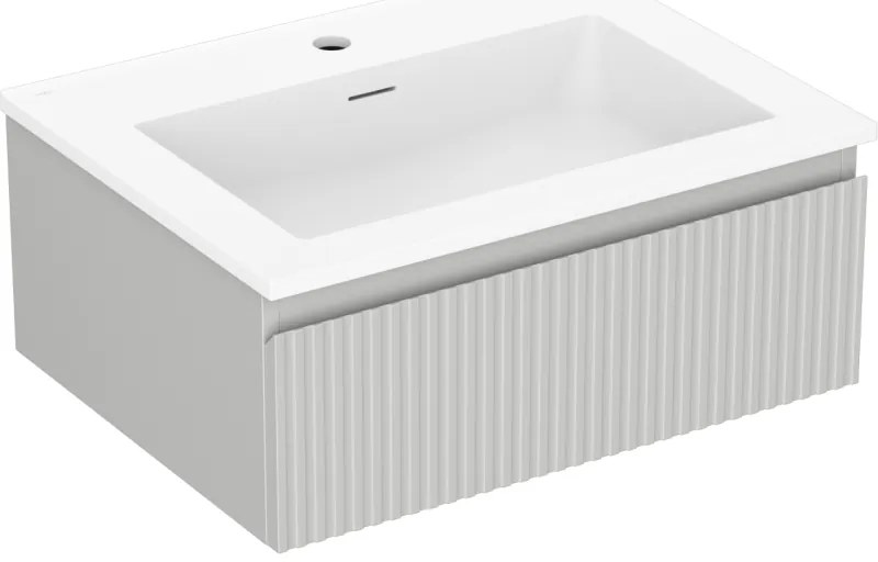 Mexen Rivel szafka łazienkowa 60 cm z umywalką Otis, 1 szuflada, ryflowana , szara mat/biała mat - 91A20-06023-1-BF62-W18M01