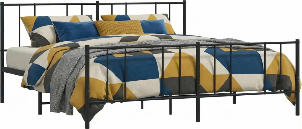 Czarne metalowe łóżko małżeńskie 200x200cm S6-L59