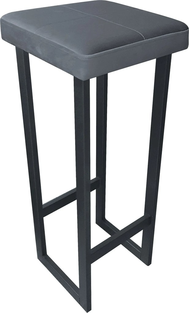 Hoker ALEX krzesło barowe tkanina Welur podstawa metalowa : Kolor Stelaża - Grafit, Kolor tkaniny - VELVET - BL14, Wysokość - 90 cm
