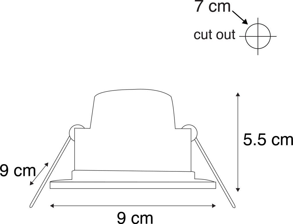 Zestaw 6 nowoczesnych reflektorów wpuszczanych czarnych z diodami LED z 3-stopniową regulacją ściemniania IP65 - Simply