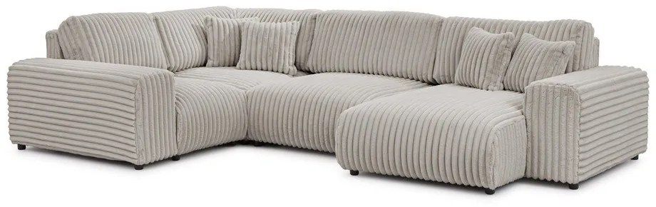 Jasnoszary sztruksowy narożnik (lewostronny/w kształcie litery U) Justin – Ropez