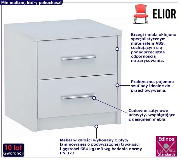 Biała szafka nocna z szufladami - Elopi