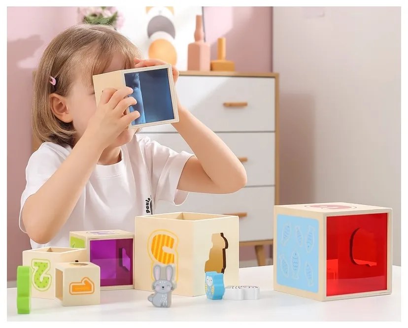Viga drewniana piramidka układanka klocki sorter montessori