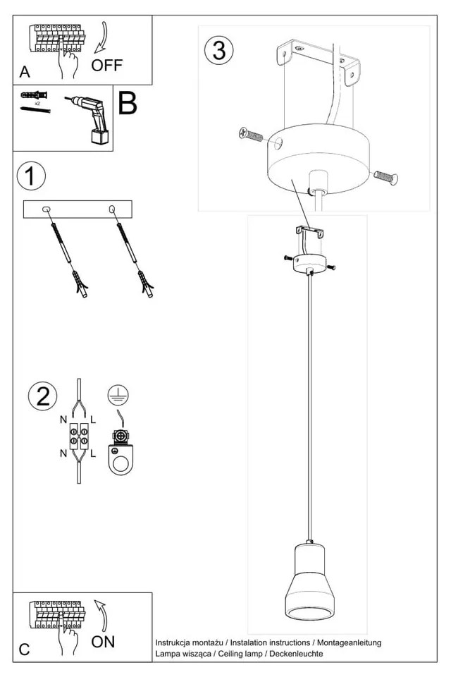 Szara lampa wisząca ø 12 cm Valentina – Nice Lamps