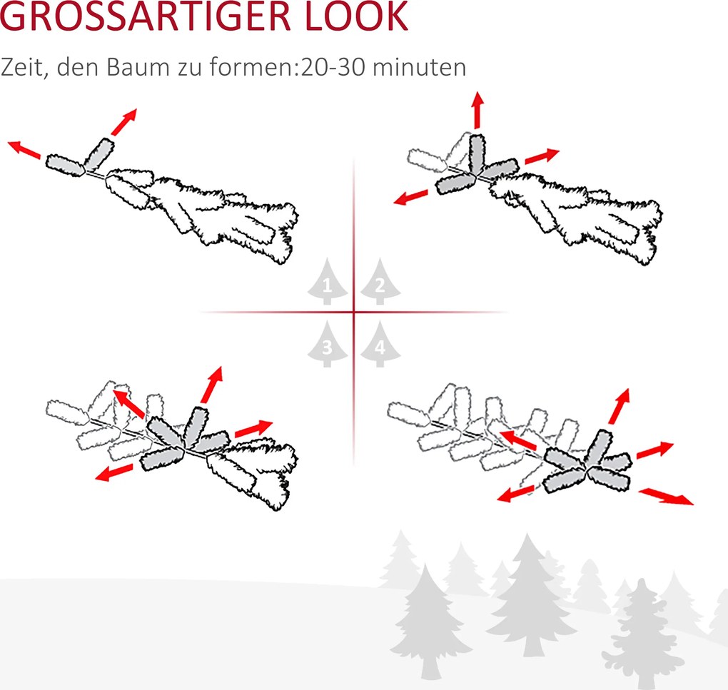 Choinka 1,8 m drzewko świąteczne 618 gałązek z diodami LED, jagody, PVC, zielony + biały | Aosom PL