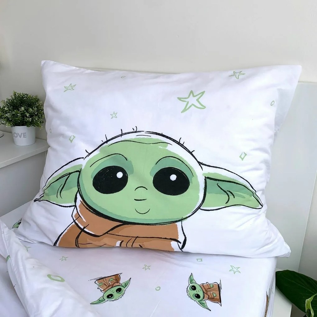 Jerry Fabrics Pościel bawełniana Star Wars BabyYoda, 140 x 200 cm, 70 x 90 cm