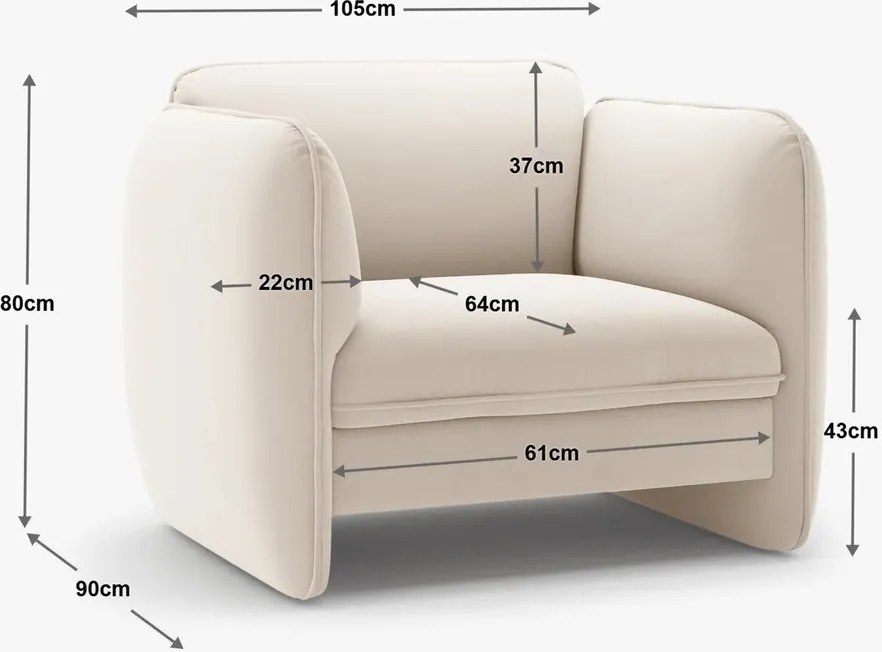 Brązowy fotel z tkaniny szenilowej Georgia – Micadoni