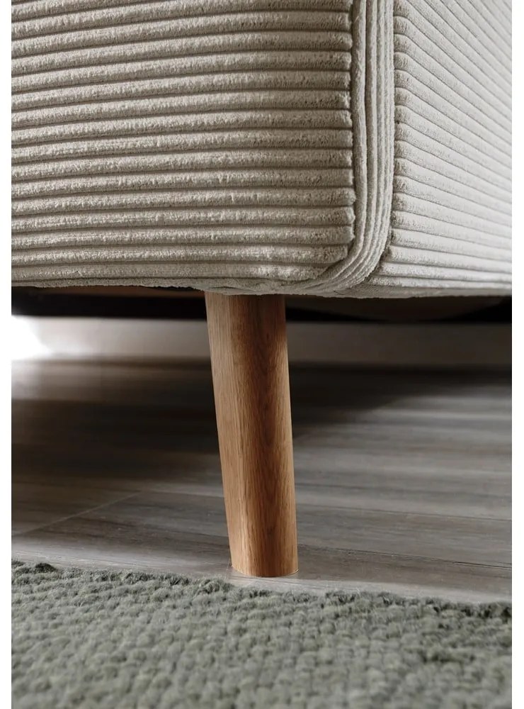 Beżowe tapicerowane łóżko dwuosobowe 180x200 cm Mattis Cord – Meise Möbel