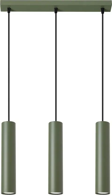 Loftowa potrójna lampa sufitowa w oliwkowym kolorze - Z4-G63