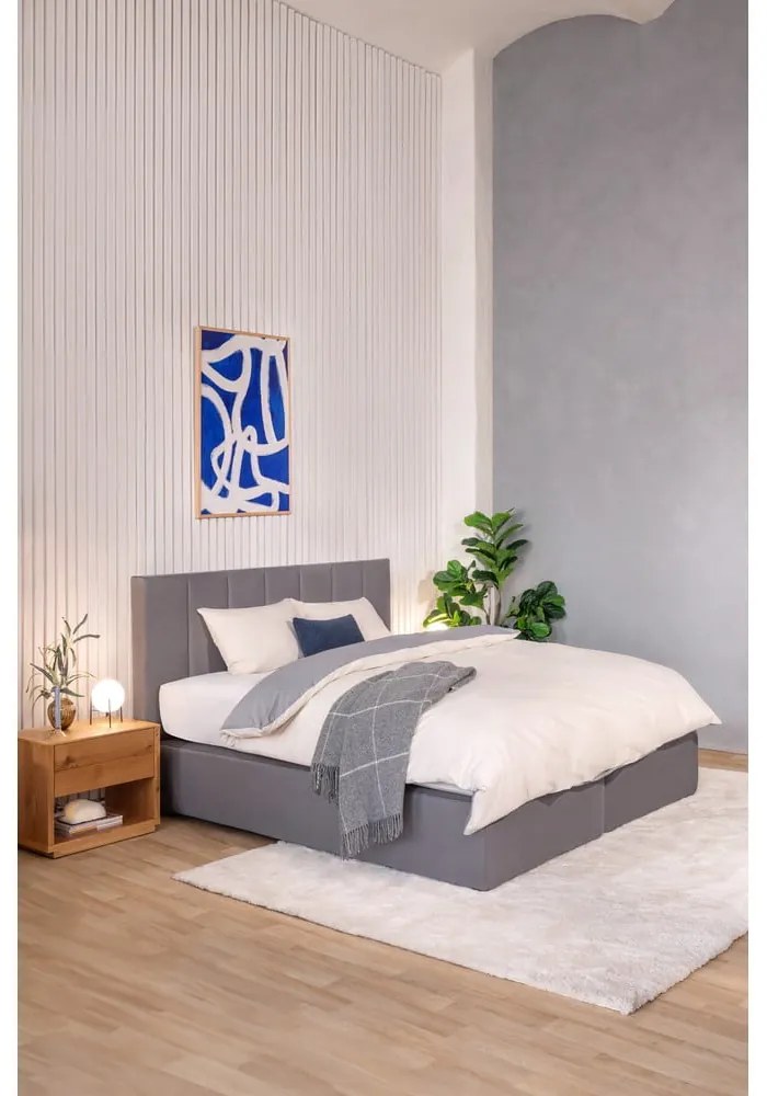 Szare łóżko kontynentalne 180x200 cm Olia Bold Line – Bonami Selection