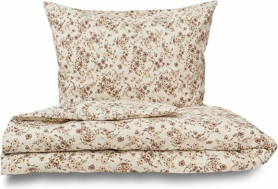 Kvalitex Pościel krepa Kvítí beżowa, 240 x 200 cm, 2 szt. 70 x 90 cm