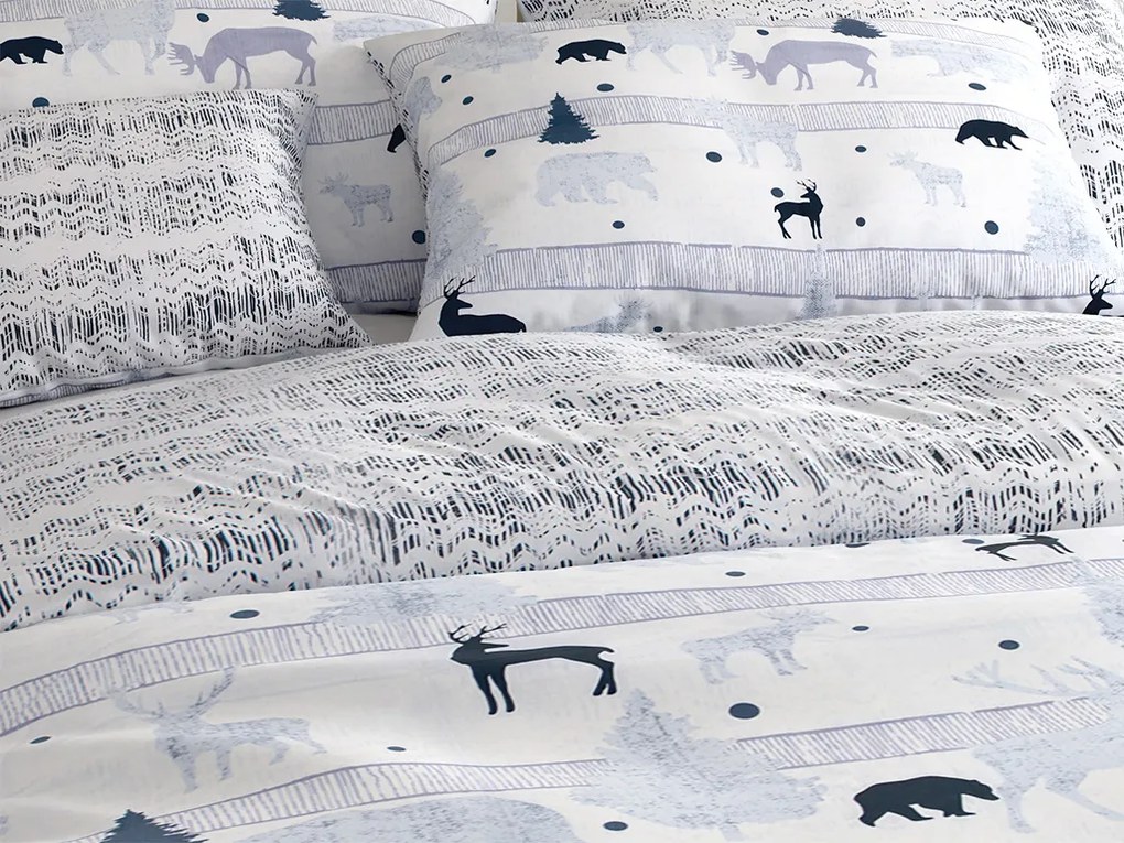 PrzytulneMieszkanie.pl PrzytulneMieszkanie.pl Bawełniana pościel Renforcé SOBI I DRZEWA biała Rozmiar pościeli: 70 x 90 cm | 140 x 200 cm