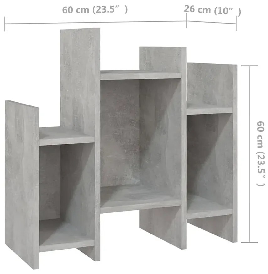 Niski otwarty regał z 6 półkami beton - Pyrol