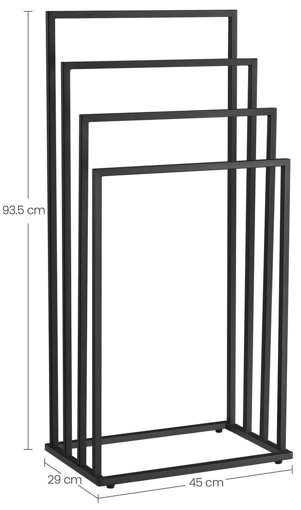 Stojak na ręczniki LINESTRO metalowy z 4 ramionami 93x45cm, czarny
