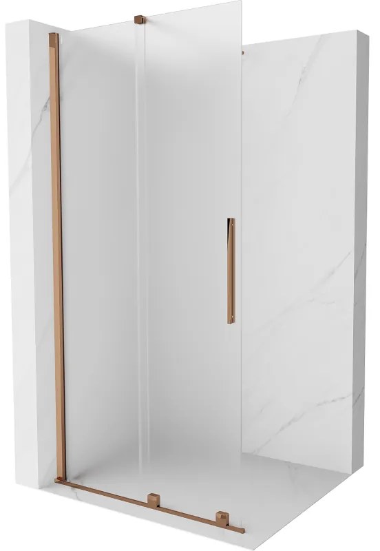 Mexen Velar ścianka prysznicowa rozsuwana Walk-in 75 x 200 cm, szron 8 mm, różowe złoto - 871-075-000-33-60