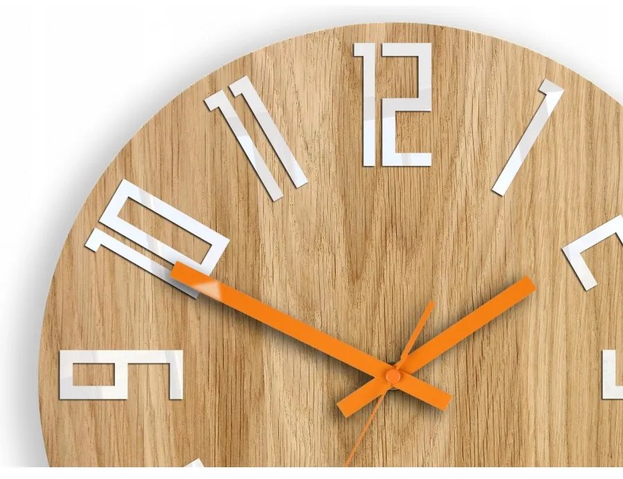 Zegar na ścianę nowoczesny drewniany z dużymi cyframi okrągły cichy loft