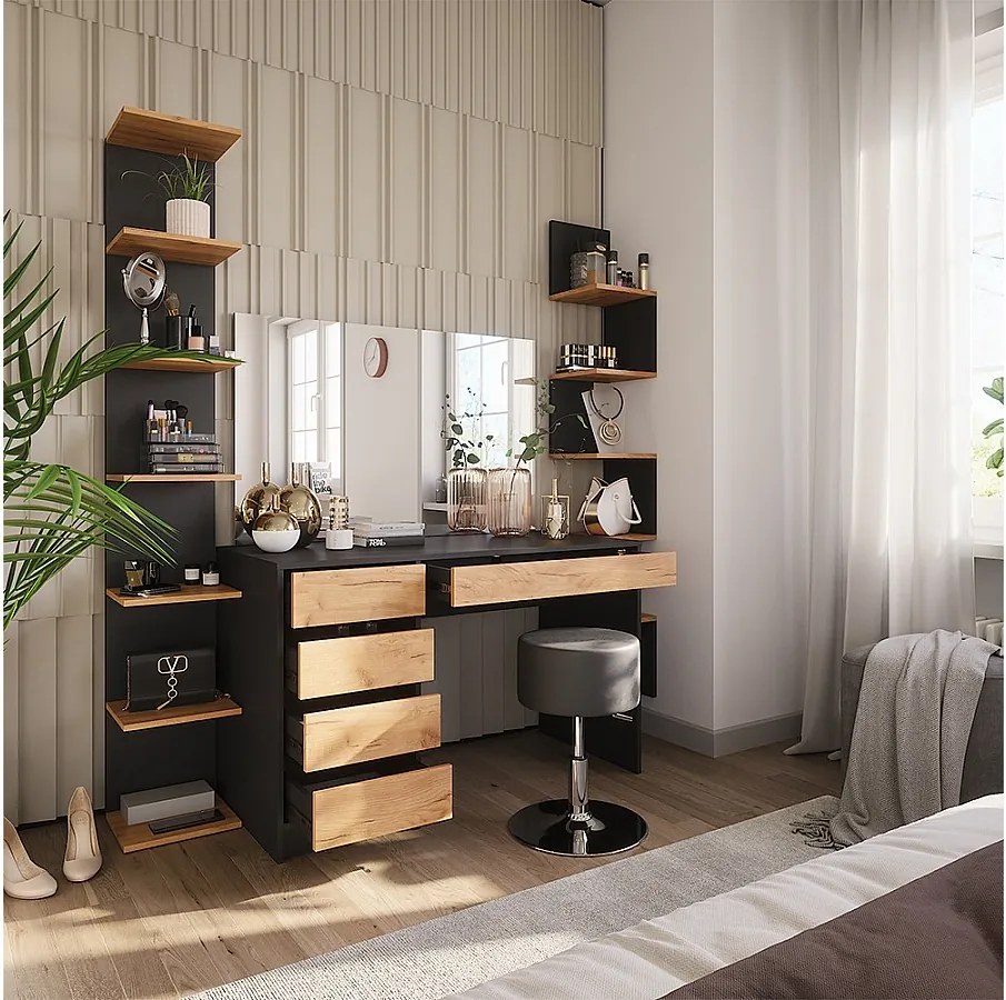 Toaletka antracyt/złoty dąb 120x55x75 sherry