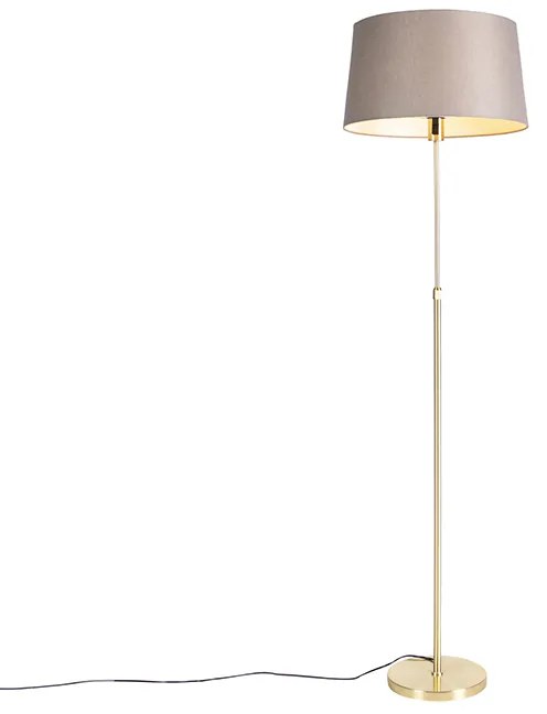 Lampa podłogowa złota/mosiężna z abażurem lnianym taupe 45 cm - Parte