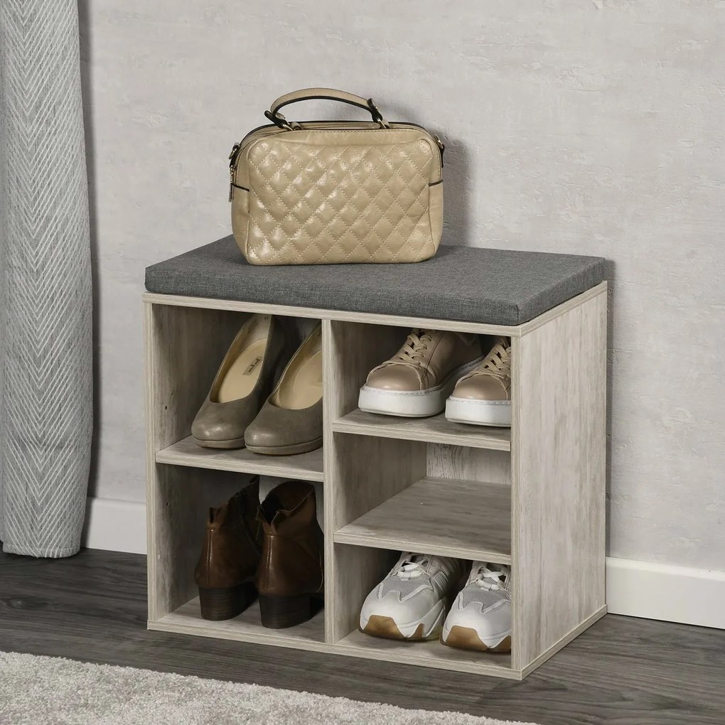 Kesper 15911 Szafka na buty z siedziskiem,szaro-biała, 51,5 x 48 x 29,5 cm
