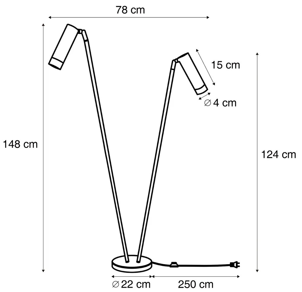 Nowoczesna lampa podłogowa czarna 2-źródła światła GU10 35mm - Thomas Nowoczesny Oswietlenie wewnetrzne