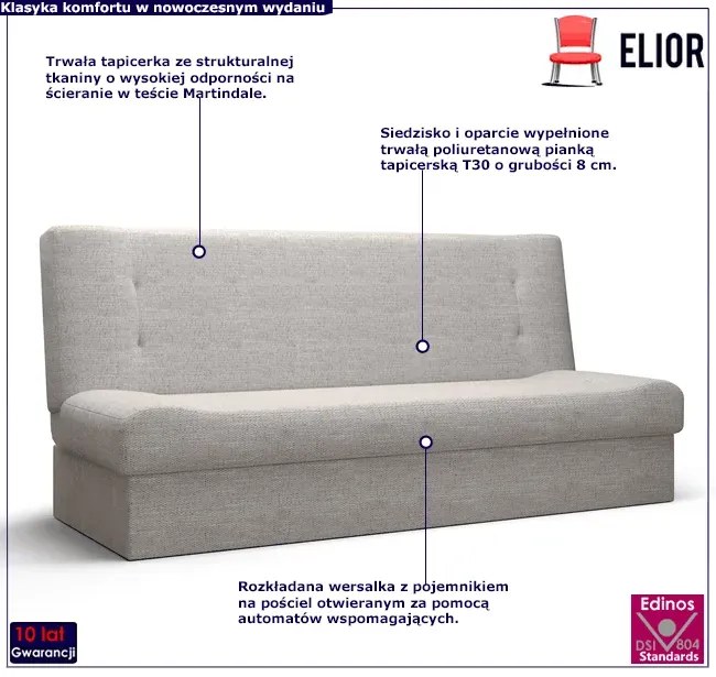 Biała wersalka rozkładana Benny 6X