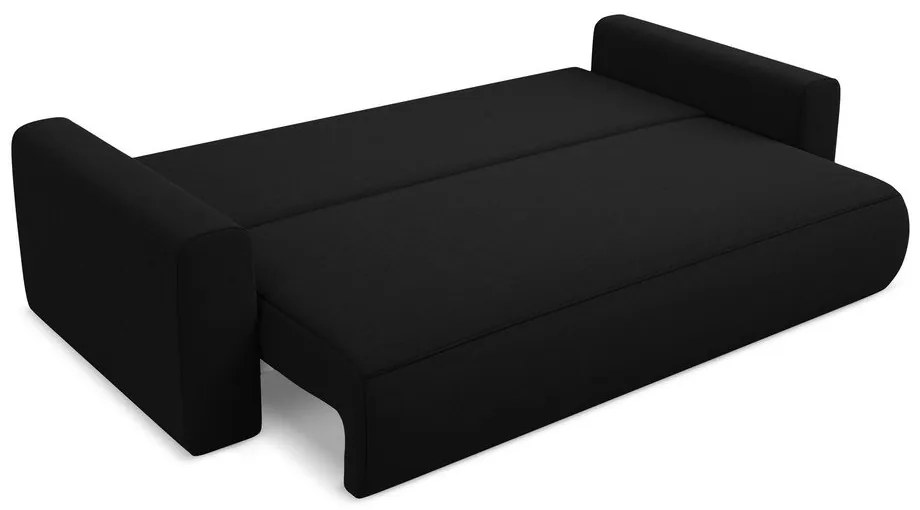 Czarna aksamitna rozkładana/ze schowkiem sofa 238 cm Kapua – Makamii