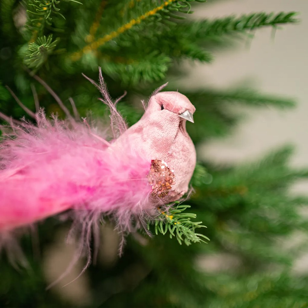 Różowy paw z klipsem, 25 x 8 x 6 cm, zestaw 4 szt.