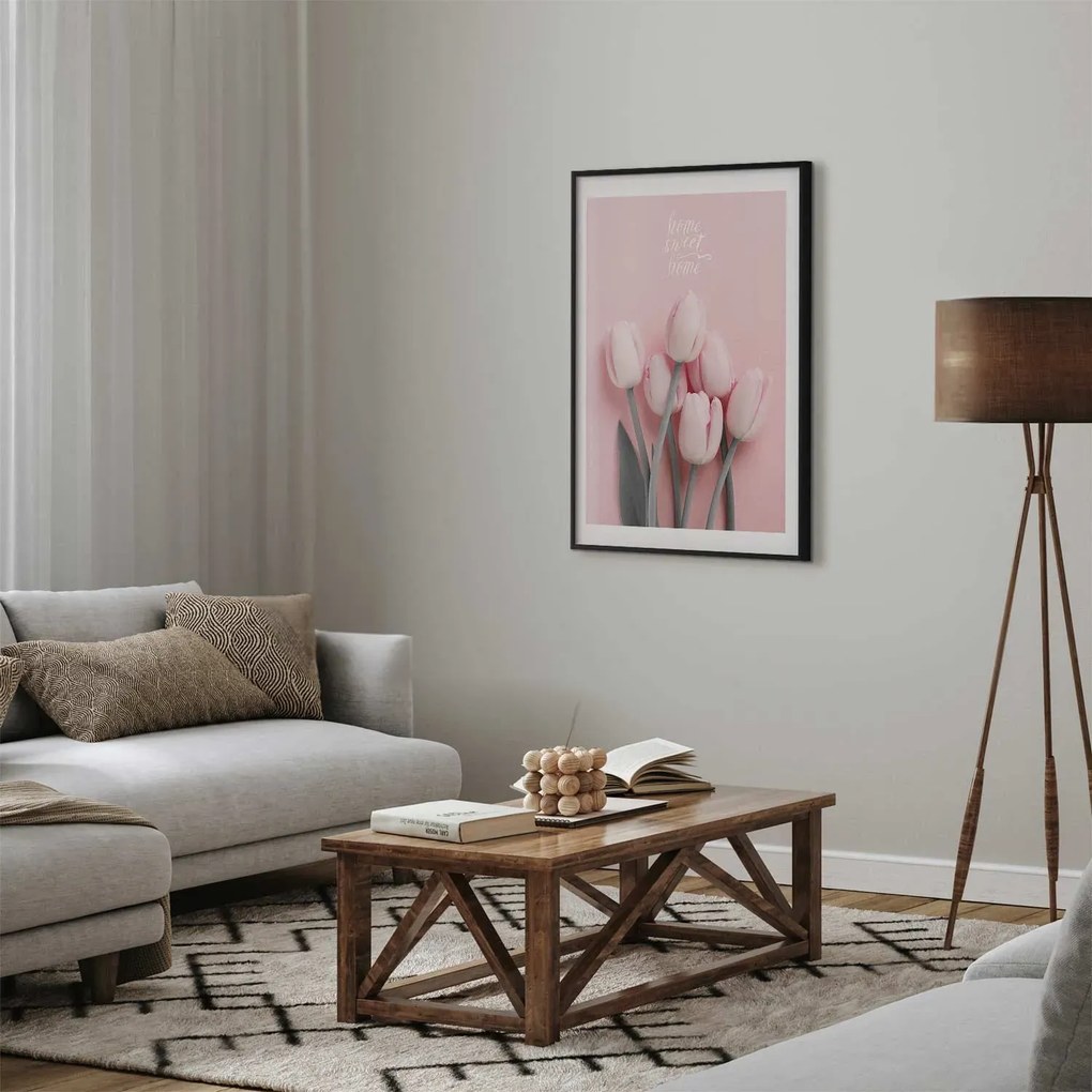 Plakat Sześć tulipanów 21x30 cm z ramą czarną z marginesem ARTGEIST B