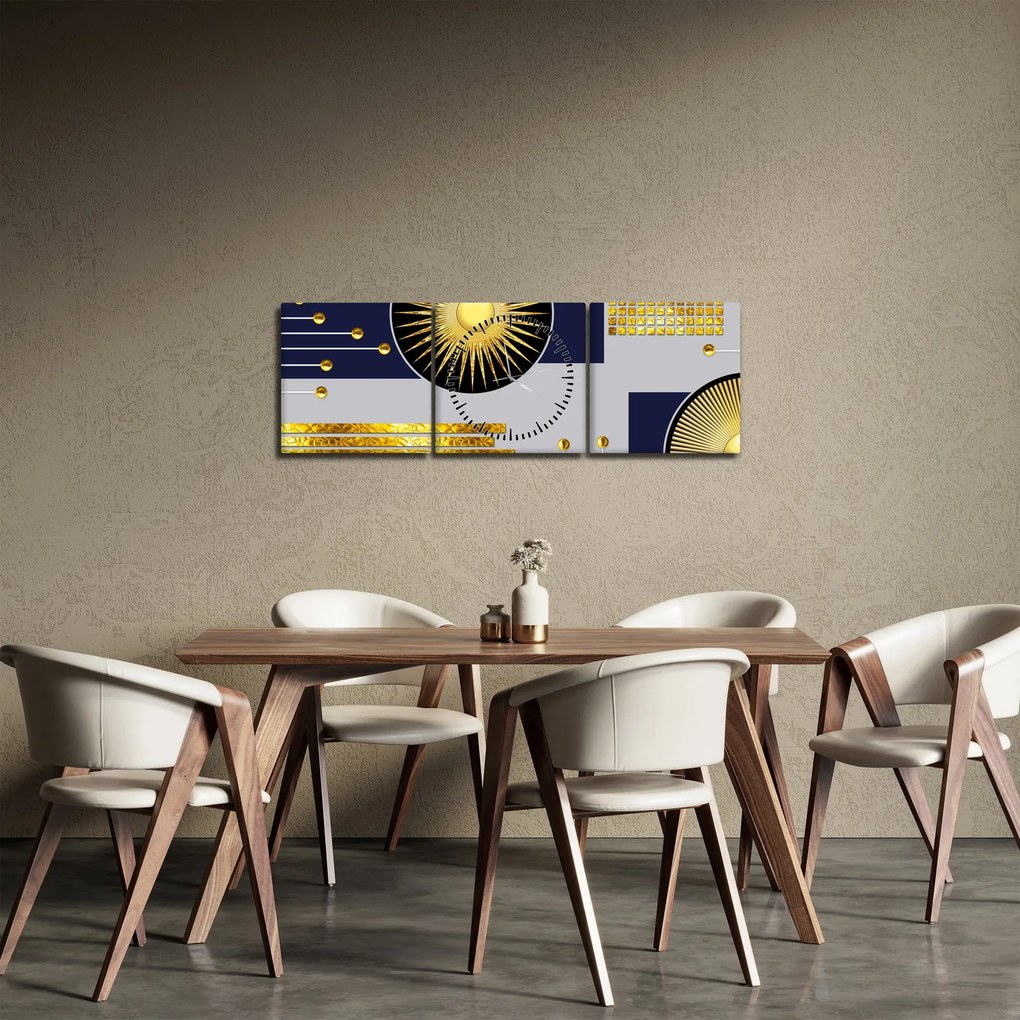 Obraz - Złote koła (z zegarem) (90x30 cm)