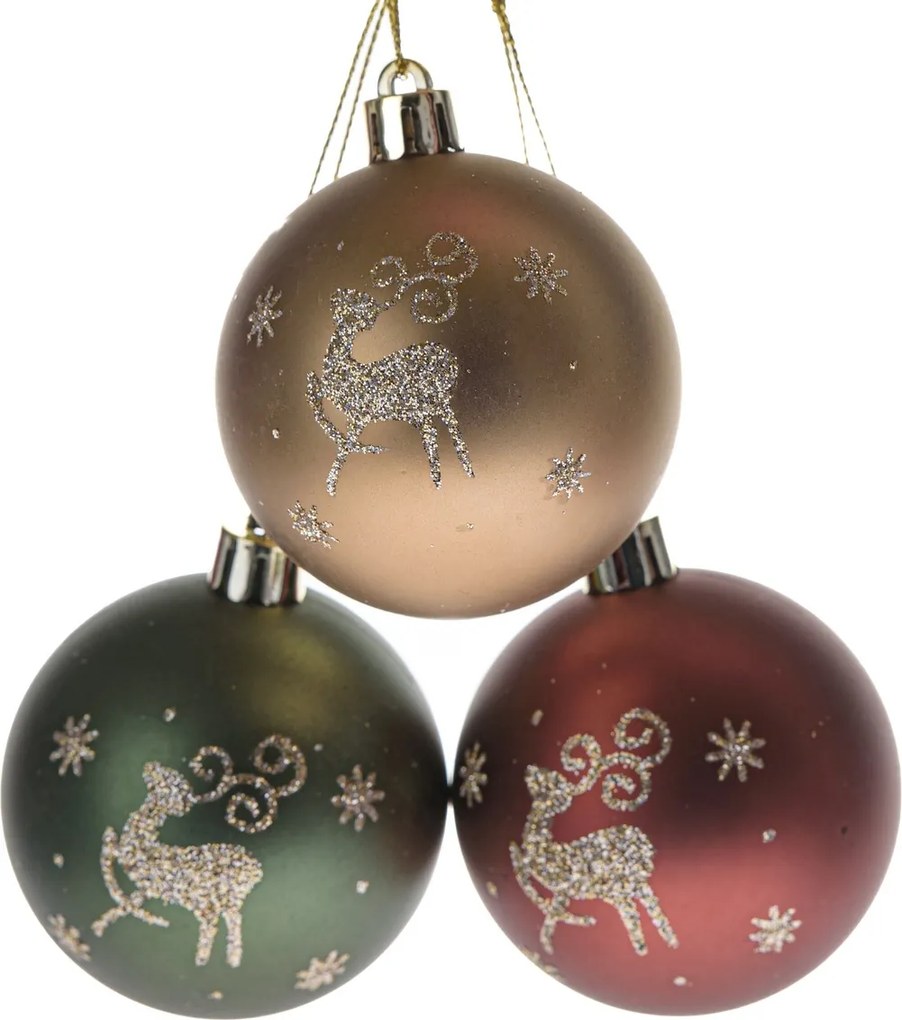 Zestaw ozdób świątecznych London mat, 3 szt., 6 cm, plastik