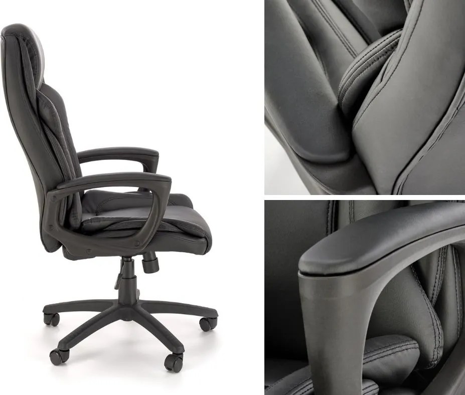 Czarny fotel biurowy z ekoskóry Mario Halmar