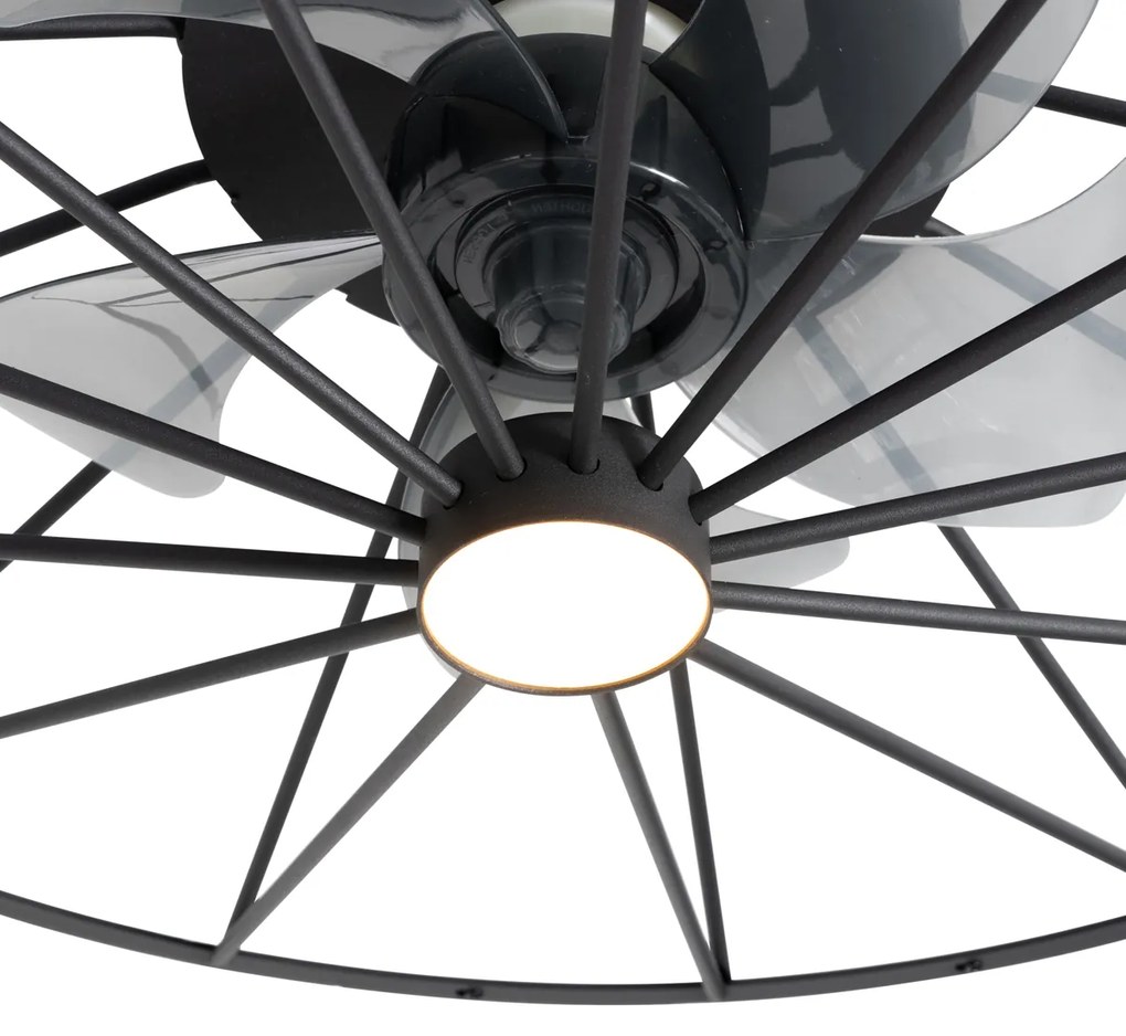 Wentylator sufitowy z lampą czarny 62 cm z LED z możliwością ściemniania z pilotem - YaranDesignerski Oswietlenie wewnetrzne