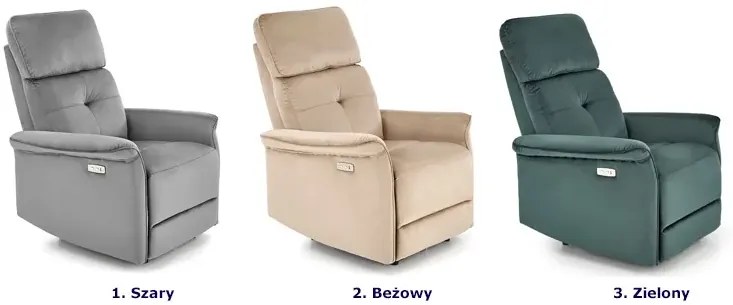 Zielony rozkładany welurowy fotel wypoczynkowy - Martin