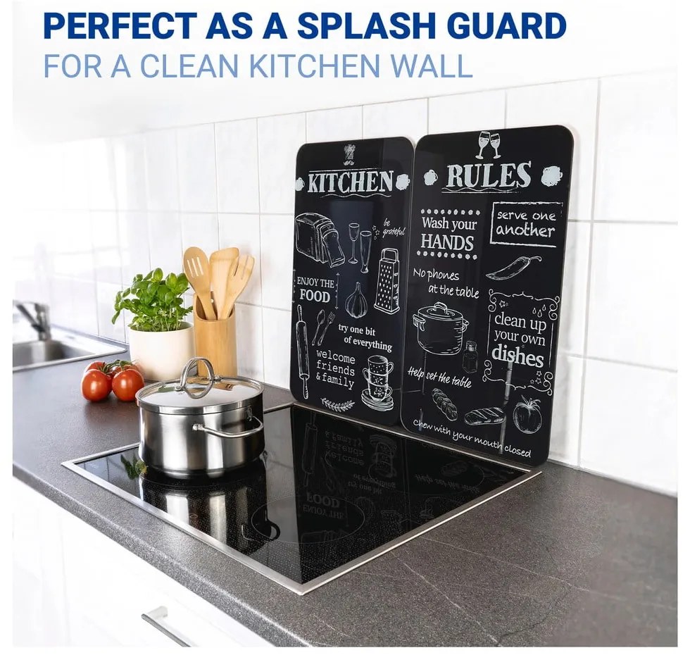 Płyty ochronne na kuchenkę ze szkła hartowanego zestaw 2 szt. 52x30 cm Kitchen Rules – Maximex