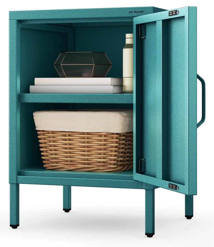 Szafka nocna metalowa morska Modern MIA, 424 x 595 x 400 mm