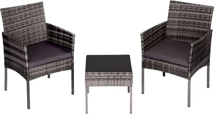 Mały zestaw mebli balkonowych dla 2 osób Riviera 844, technorattan szary