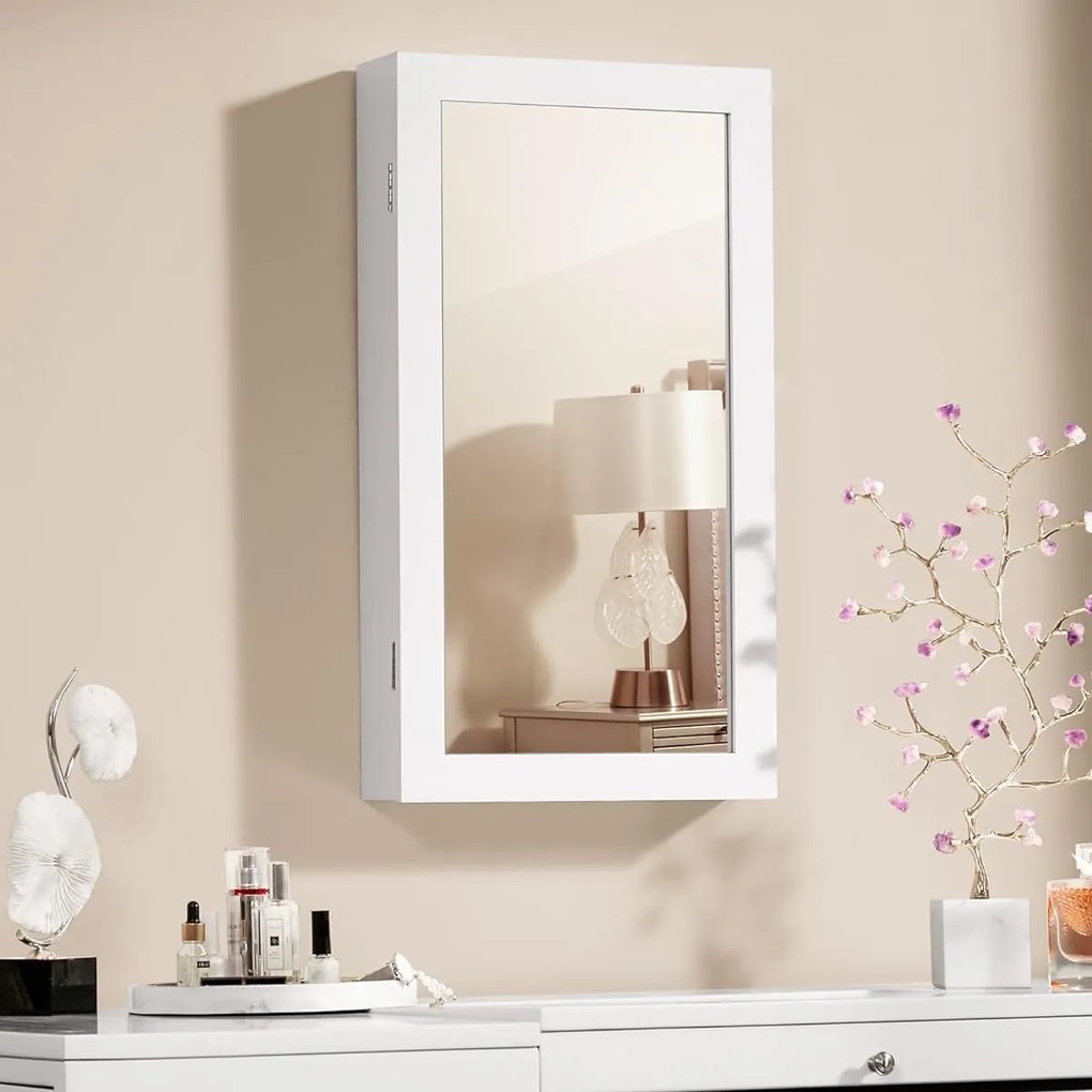 Szafka ścienna na biżuterię z lusterkiem Altar 51 biała