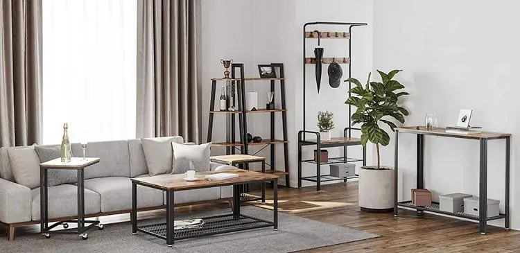 Loftowy regał do salonu z 5 półkami E8-P36