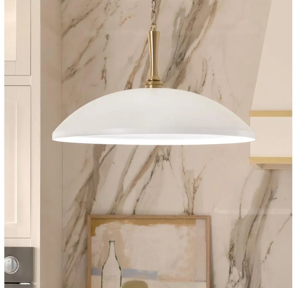 Kichler KL-DELAROSA-P-WH - Żyrandol na łańcuchu DELAROSA 1xE27/60W/230V biały/mosiądz